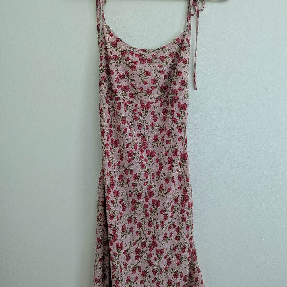 Nasty Gal Pink Floral Slip Dress with Rose Motif